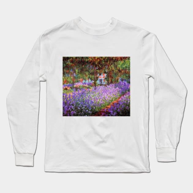 Flower Garden (Violet) by Claude Monet Long Sleeve T-Shirt by Naves